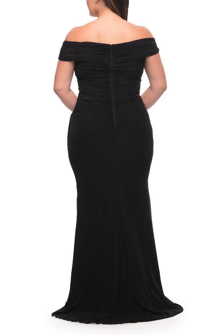 Long Net Jersey Plus Dress with Bodice Design, Alternate, color, Black