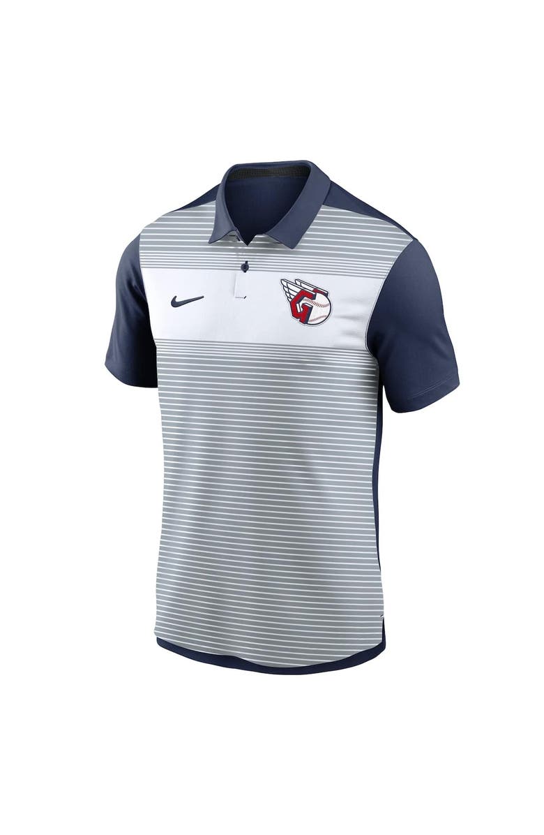 Nike Men's Nike White/Navy Cleveland Guardians Vapor Striped Performance Polo, Alternate, color, White