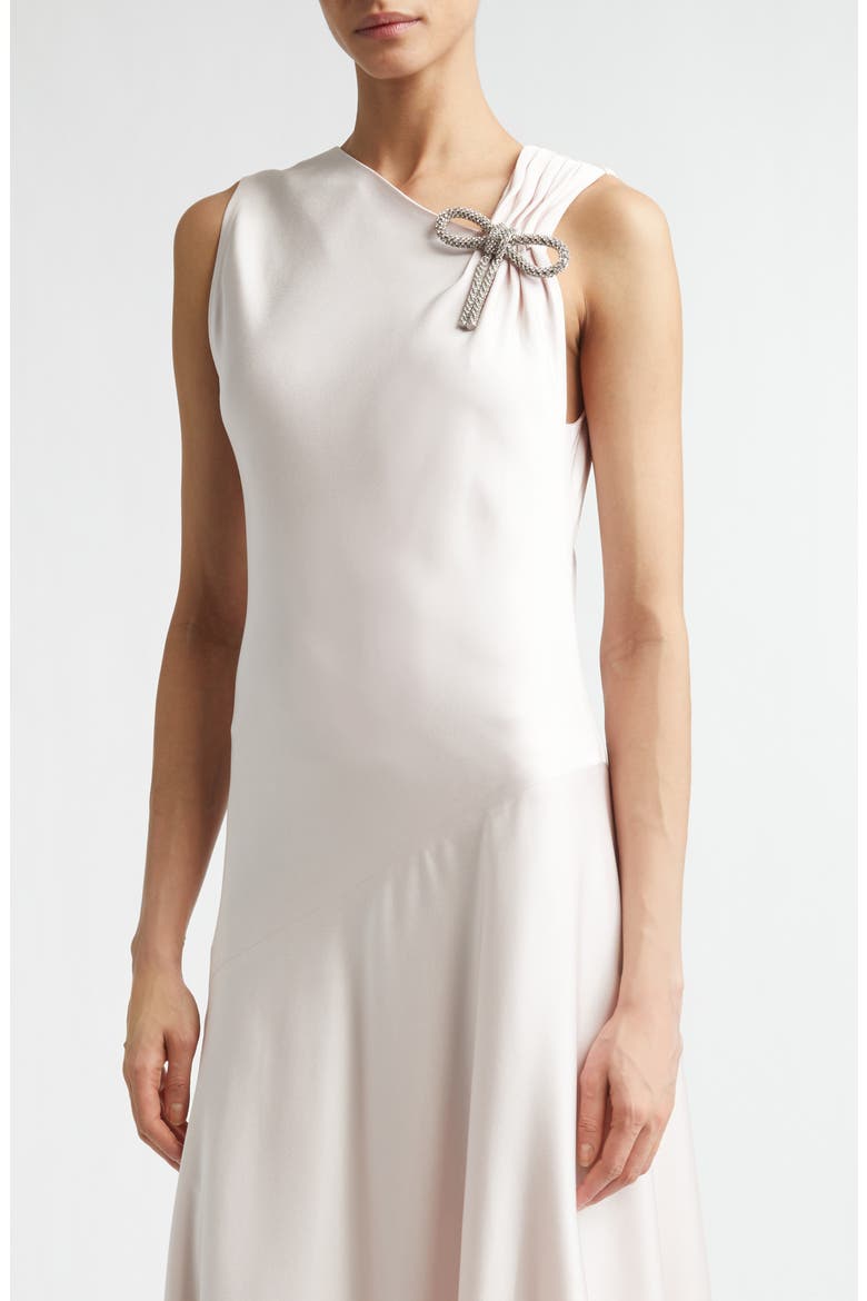Draped Asymmetric Crepe Back Satin Dress, Alternate, color, BALLERINA