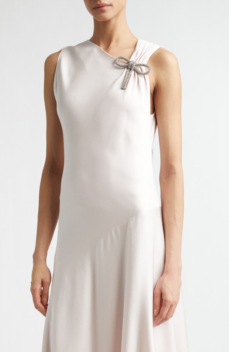 Jil Sander Draped Asymmetric Crepe Back Satin Dress, Alternate, color, Ballerina