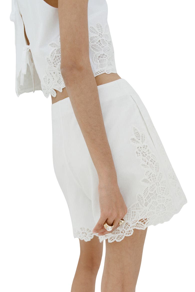 Embroidered Lace Shorts, Alternate, color, OFF WHITE