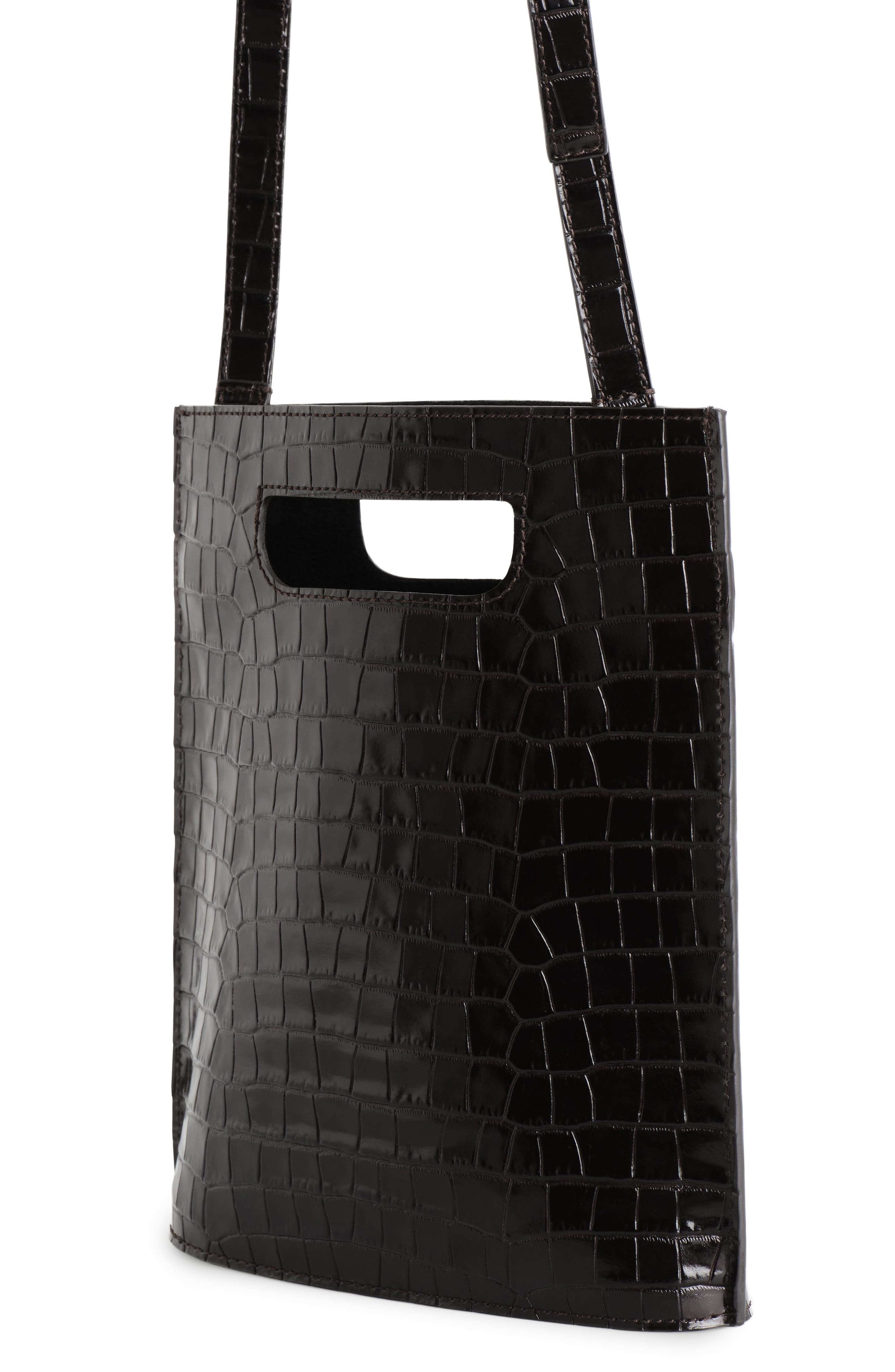 COS Small Croc Embossed Leather Crossbody Bag, Alternate, color, 