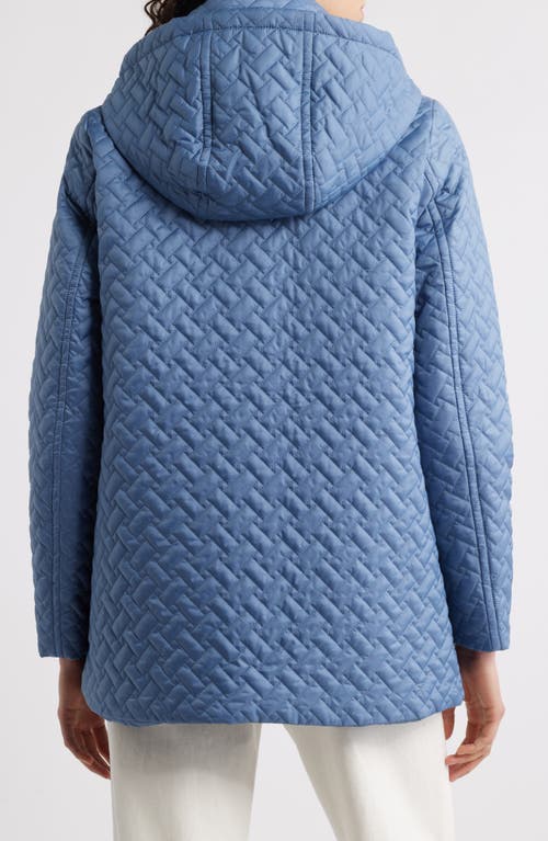 London Fog Water Resistant Quilted Jacket With Removable Hood In Blue