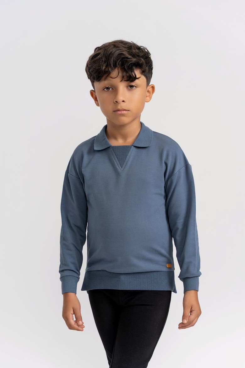 French Fleece Ribbed Sweatshirt, Alternate, color, Black