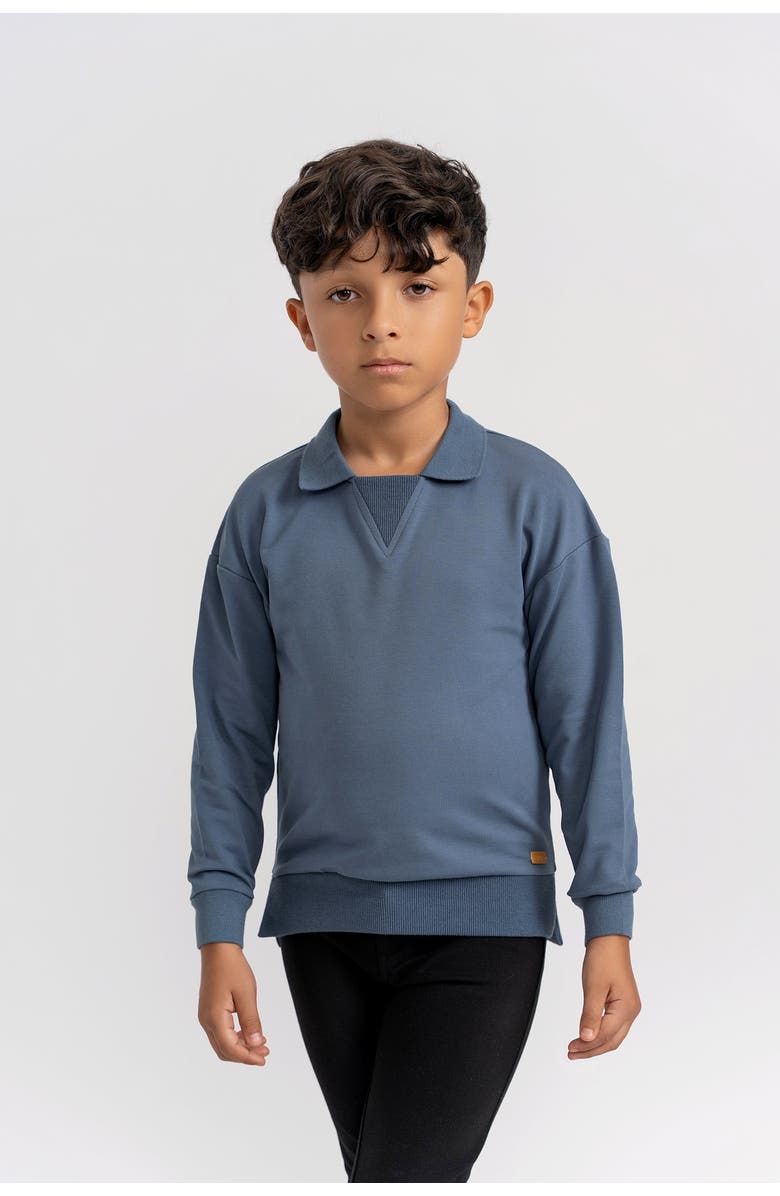Charlotte & George French Fleece Ribbed Sweatshirt, Alternate, color, Black