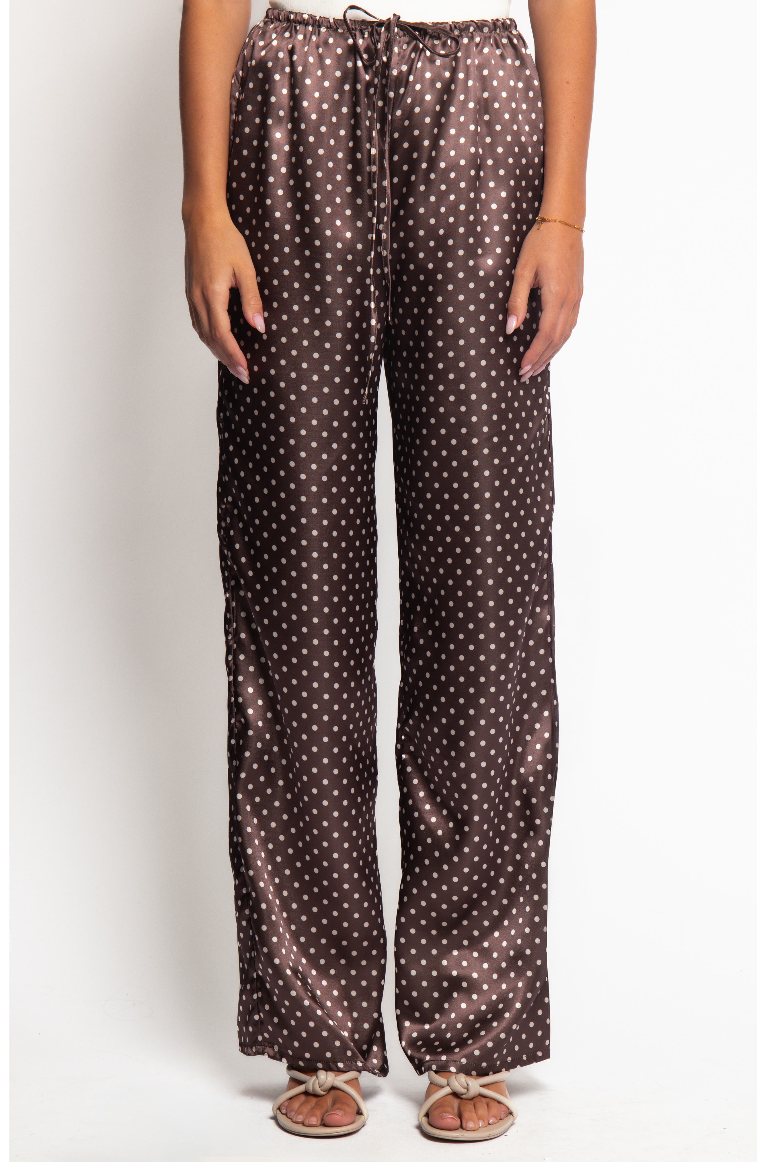 Alima Dot Wide Leg Satin Pants