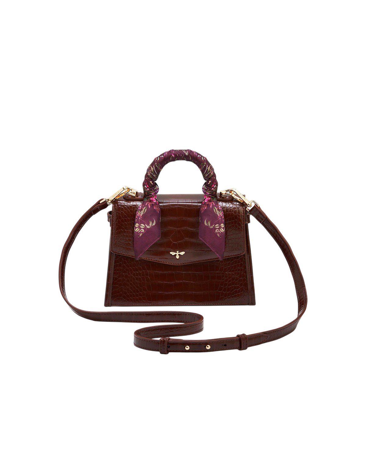 Eliza Croc Small Top Handle Purse, Alternate, color, Burgundy