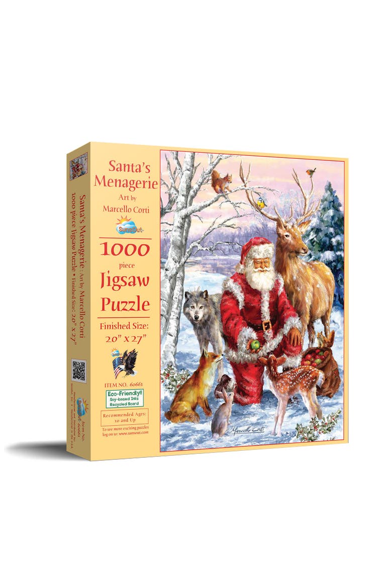 Santa's Menagerie 1000 piece Jigsaw Puzzle for Adults, Main, color, Multicolor