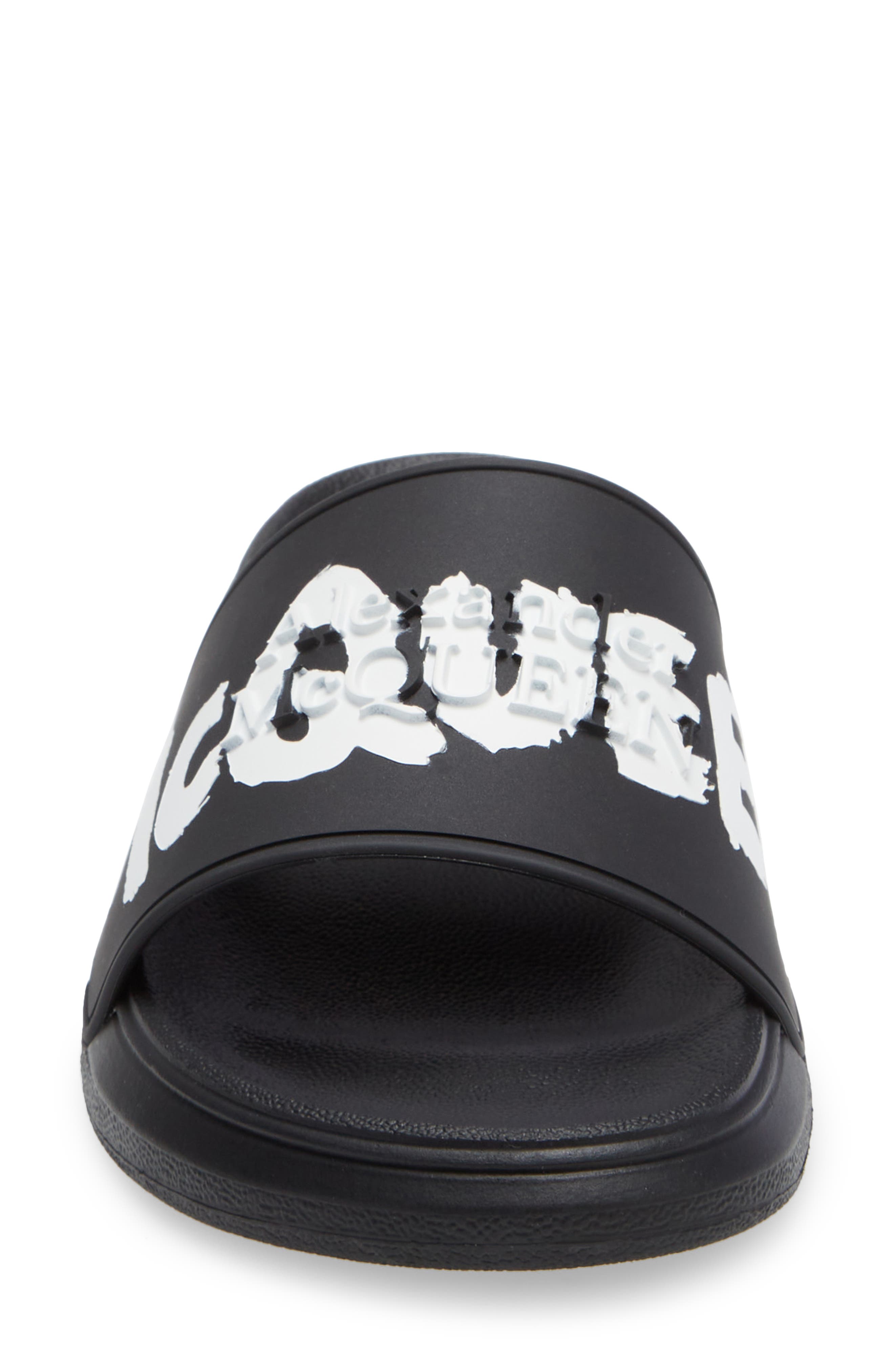 McQueen Alexander McQueen Graffiti Logo Slide Sandal, Alternate, color, 