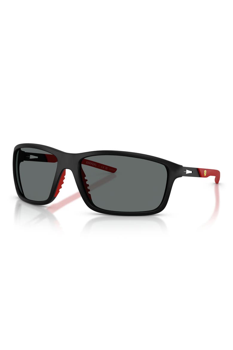 65mm Oversize Polarized Pillow Sunglasses, Alternate, color, MATTE BLACK / POLAR GREY