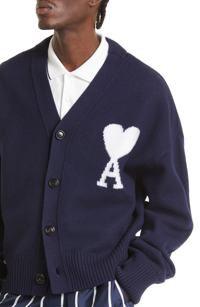 AMI PARIS AMI Alexandre Mattiussi Ami De Coeur Wool Cardigan, Alternate, color,