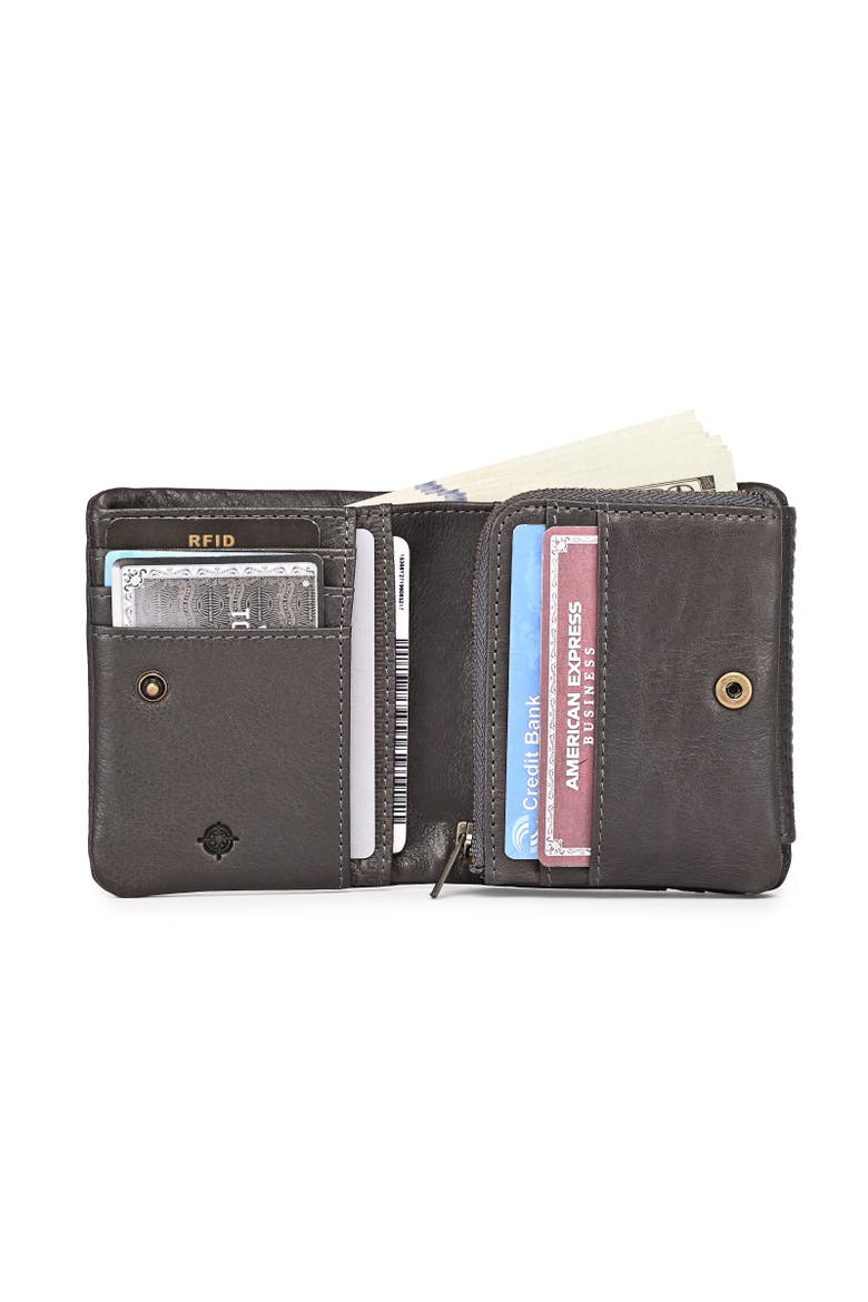 Clover Genuine Leather Slim Secure Trifold RFID Wallet, Alternate, color, Grey