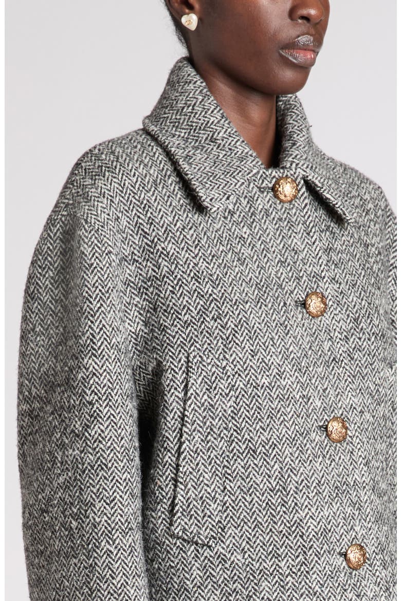 Chevron Virgin Wool Blend Jacket, Alternate, color, IVORY/ BLACK