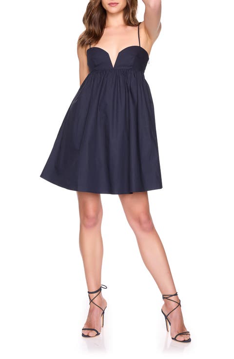 Plunge Neck Babydoll Dress