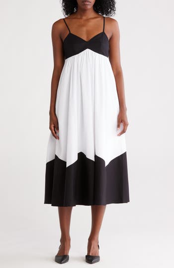 Elie Tahari The Grace Colorblock Babydoll Maxi Dress In Black