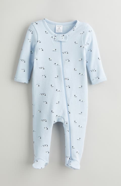 Print Zip Cotton Footie (Baby)