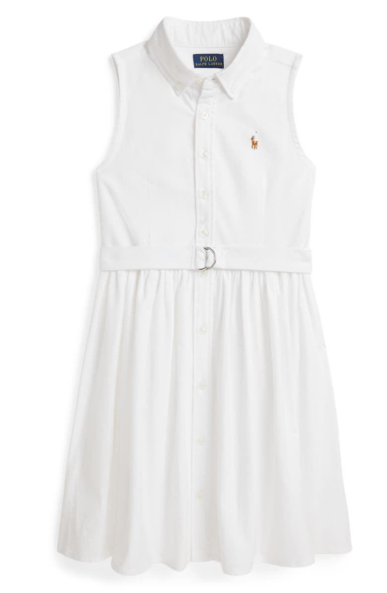 Polo Ralph Lauren Kids' Sleeveless Cotton Oxford Dress, Main, color, White