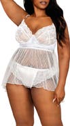 Dreamgirl Lace & Satin Babydoll Chemise & Panty Set