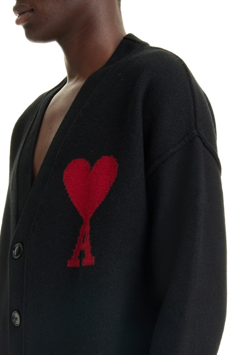AMI PARIS Ami De Coeur Wool Cardigan, Alternate, color,