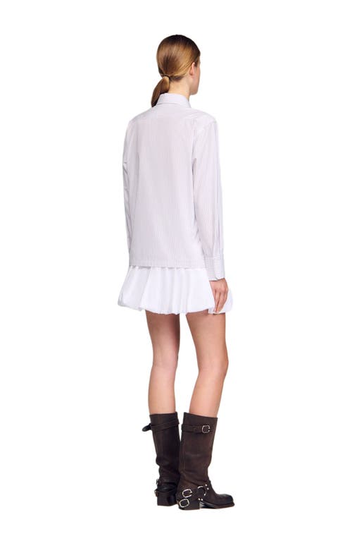 Sandro Striped Shirt With Detachable Tie In White