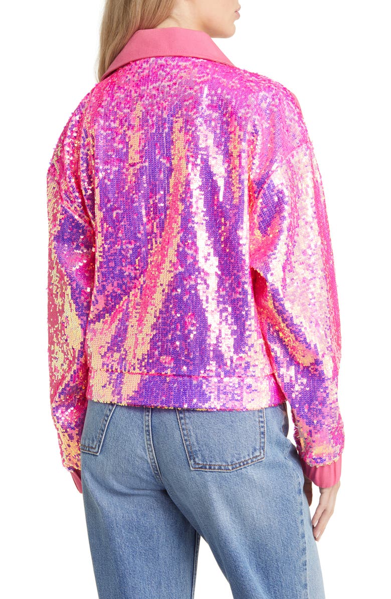 AZALEA WANG Sequin Denim Jacket, Alternate, color,