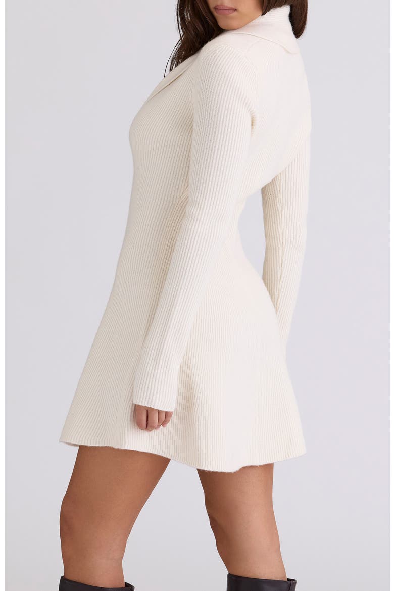 Ayla Plunge Neck Rib Knit Sweater Dress, Alternate, color, CREAM