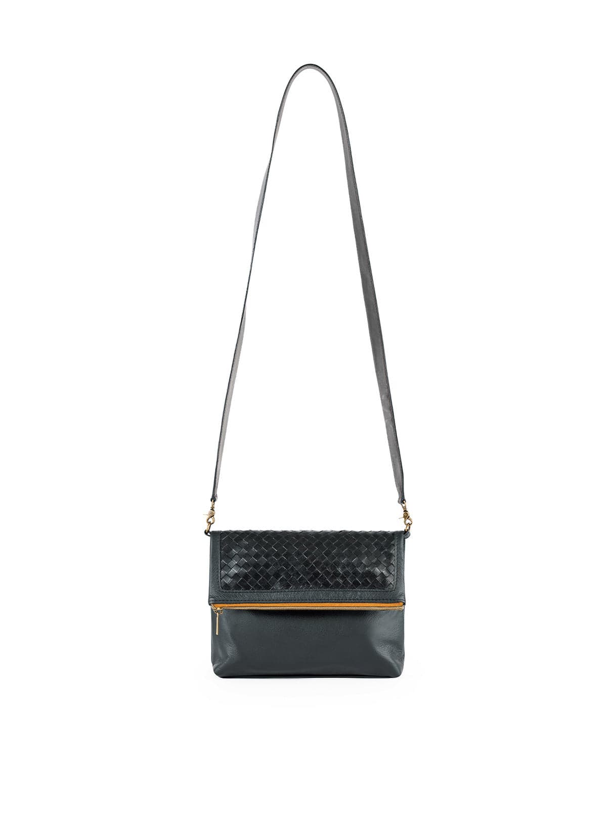 Deux Mains Fold Over Bag, Main, color, Black