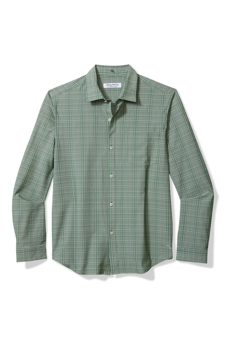 Bahama Coast Tidal Check IslandZone® Button-Up Shirt, Main, color, GREEN MEADOW