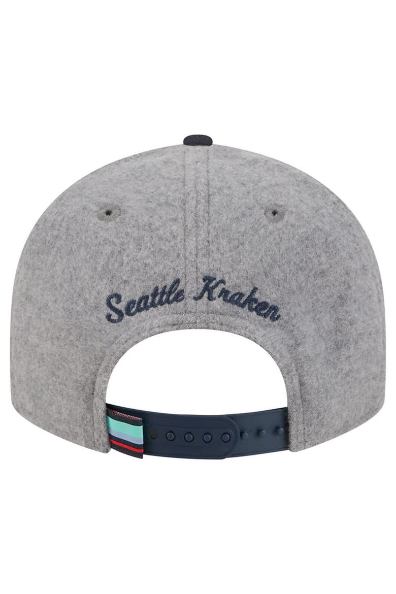 Men's New Era  Gray/Deep Sea Blue Seattle Kraken Wool Pin Low Profile 9FIFTY Snapback Hat, Alternate, color, Gray