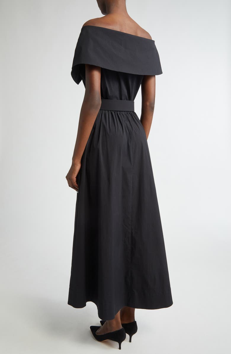 Lela Rose Asymmetric Portrait Collar Belted Shirtdress, Alternate, color, Black