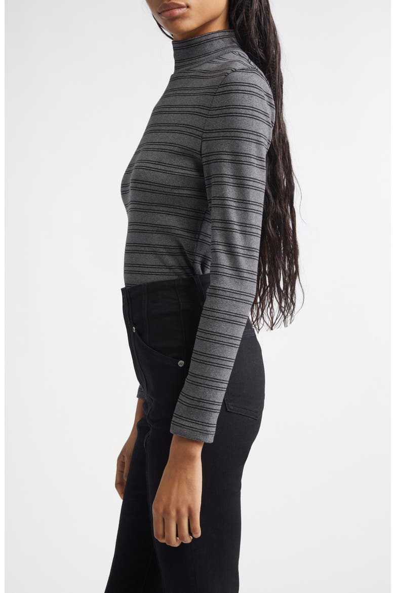 Nate Stripe Turtleneck Cotton Blend Top, Alternate, color, HEATHER GREY BLACK LUREX