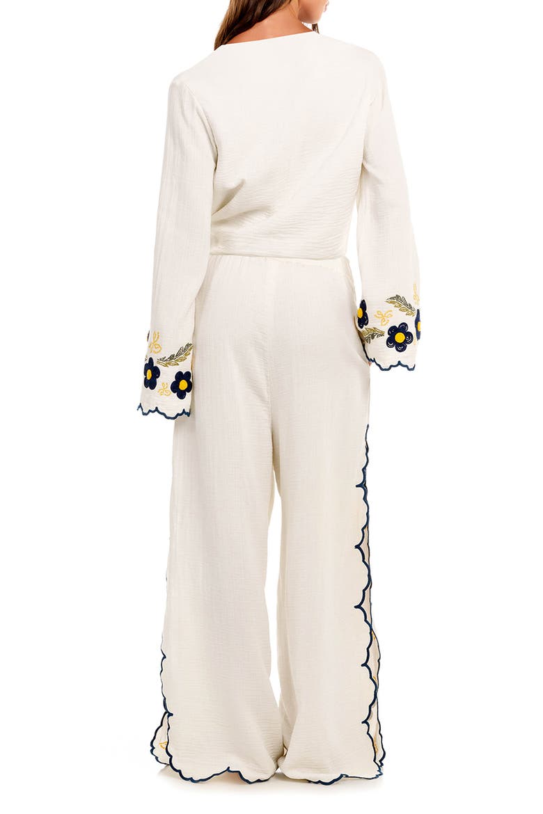 Embroidered Wide Leg Cover-Up Pants, Alternate, color, WHITE