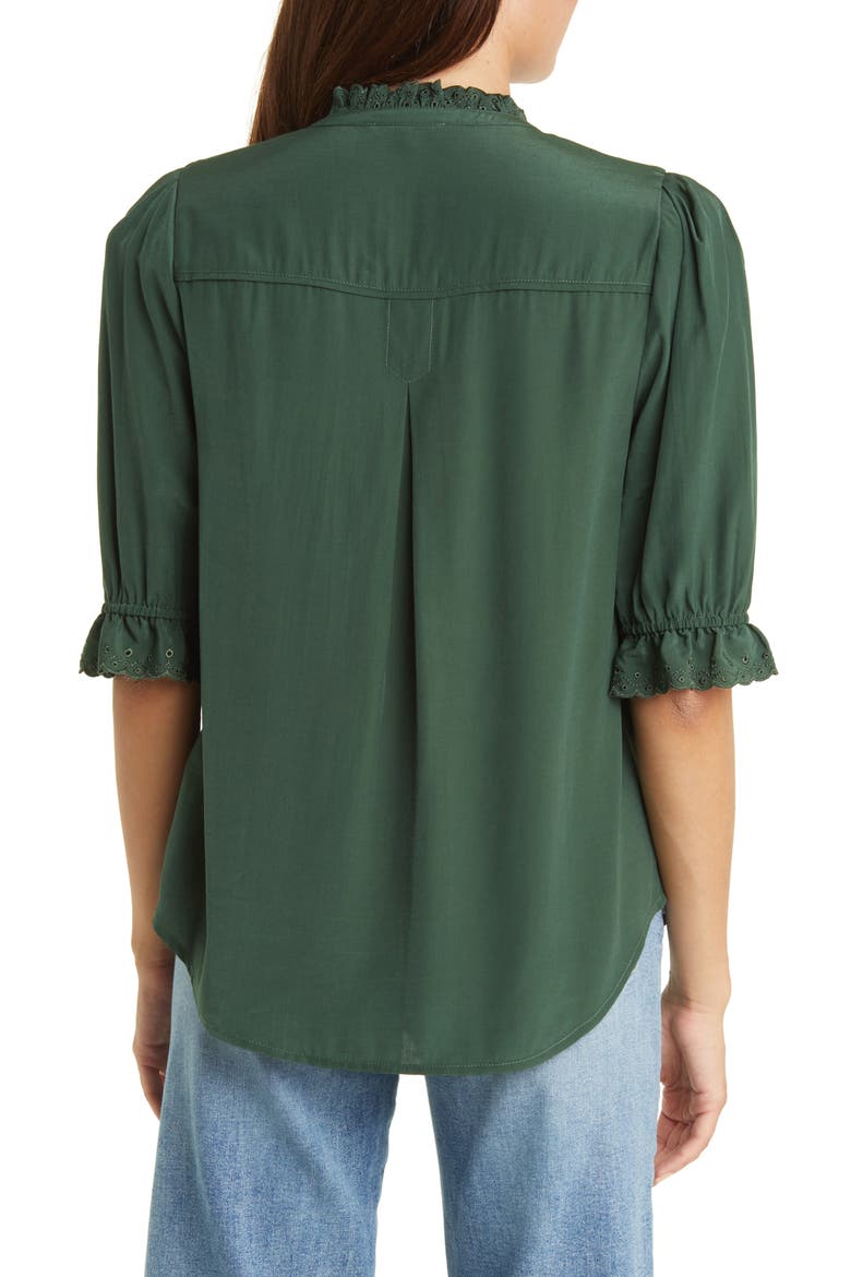 Eyelet Accent Top (Nordstrom Exclusive), Alternate, color, BOTTLE GREEN