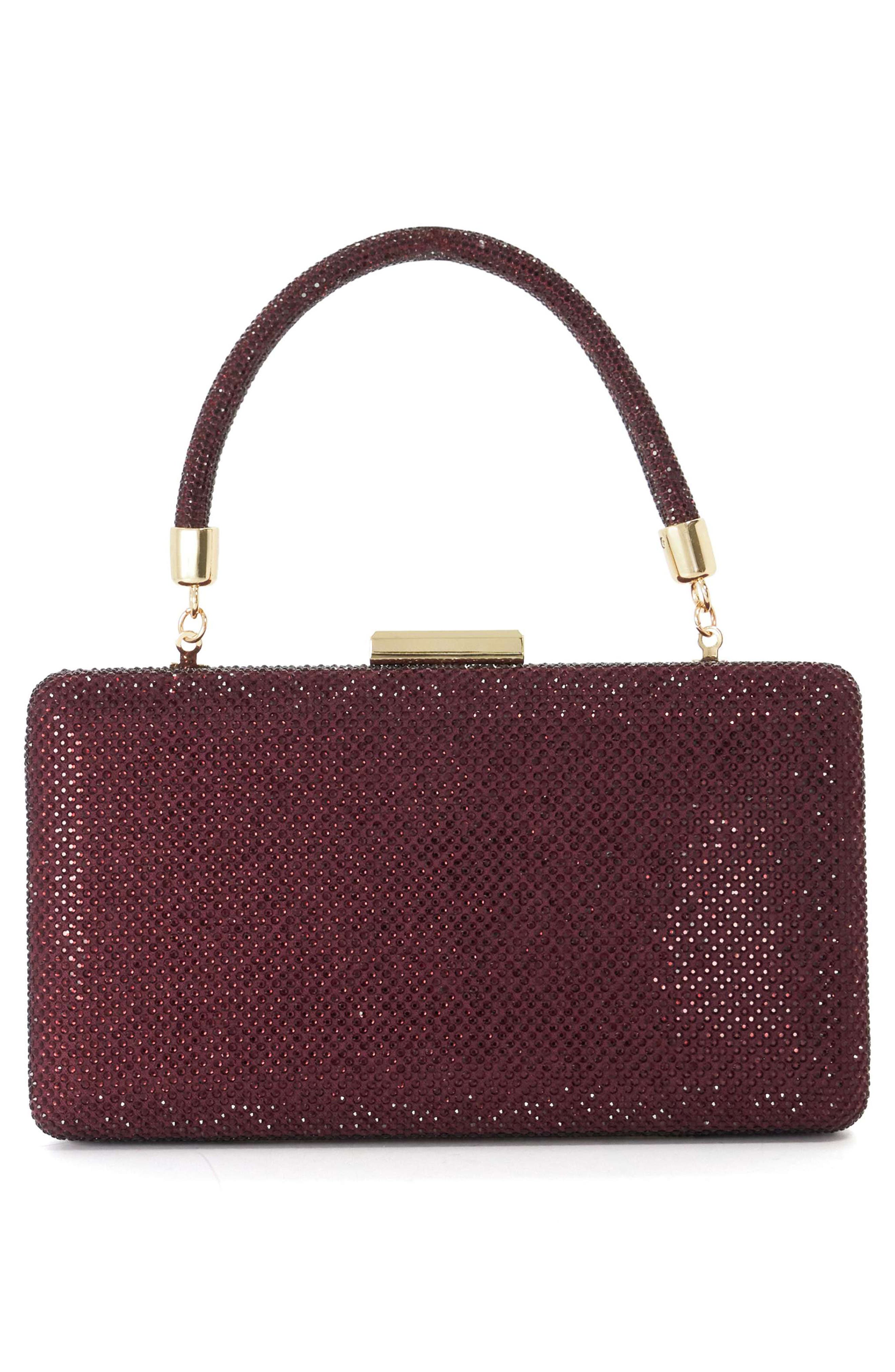 Beaut Crystal Box Clutch, Alternate, color, BERRY