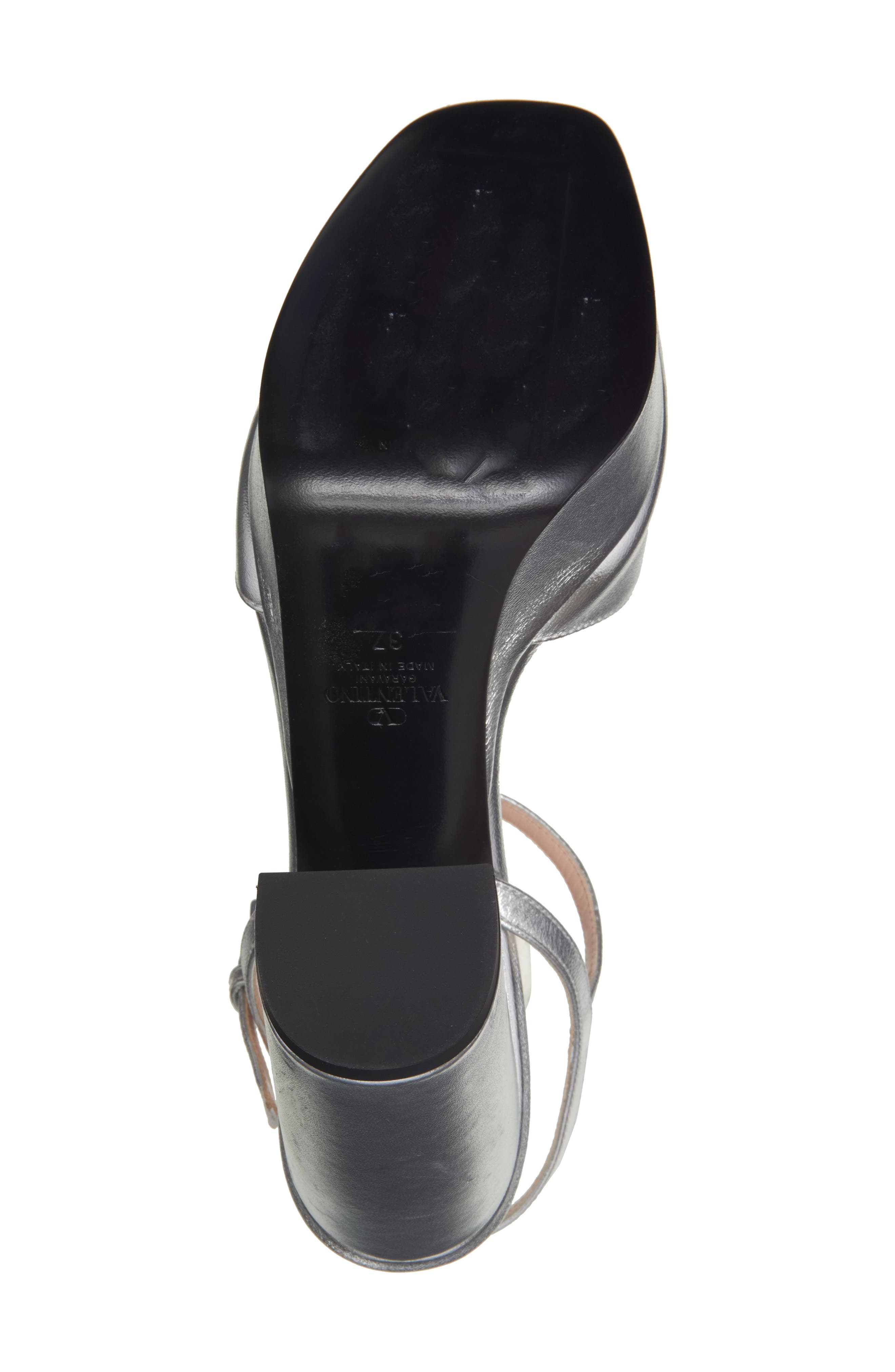 Valentino Garavani VLOGO Signature Metallic Platform Sandal, Alternate, color, Silver