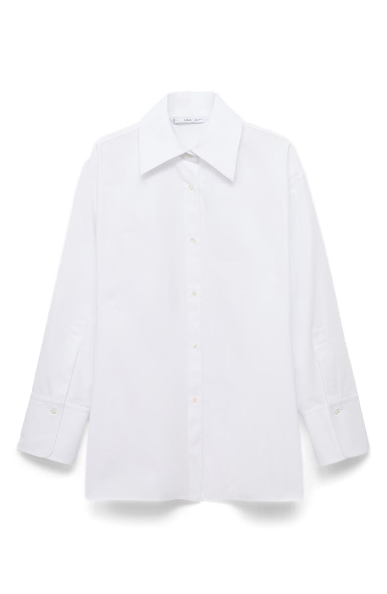 MANGO Selection Split Back Cotton Poplin Button-Up Shirt, Main, color, 