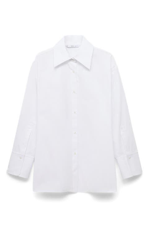 Selection Split Back Cotton Poplin Button-Up Shirt