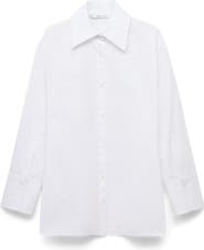 MANGO Selection Split Back Cotton Poplin Button-Up Shirt