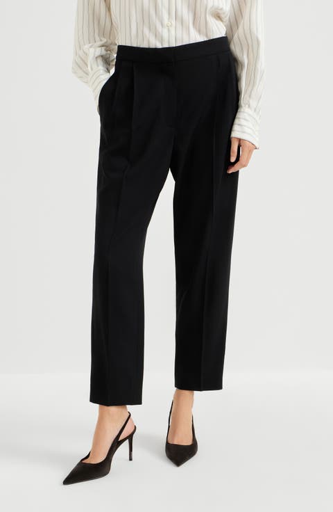 Viscose and virgin wool tuxedo trousers