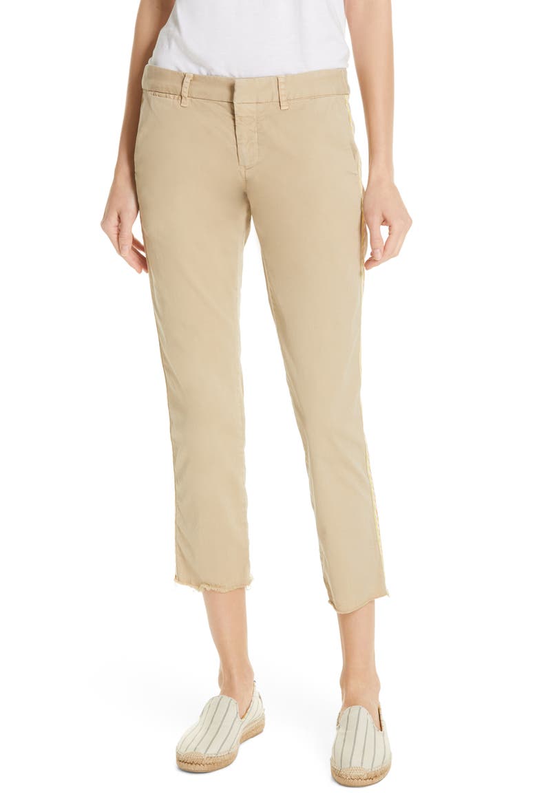 East Hampton Side Tape Crop Pants (Nordstrom Exclusive), Main, color, DESRT SAND ORANGE/ YELLOW TAPE