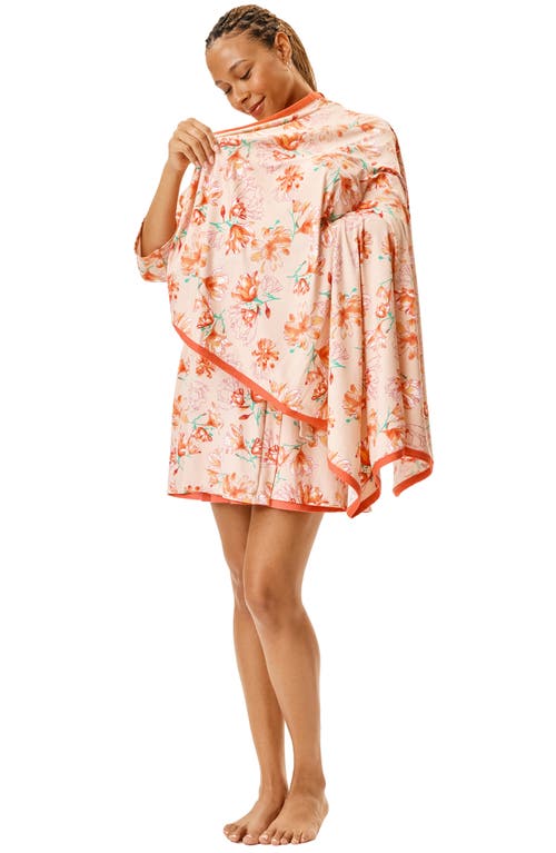 Motherhood Maternity Maternity Robe And Nursing Chemise Sleep Set With Baby Swaddle In Orange