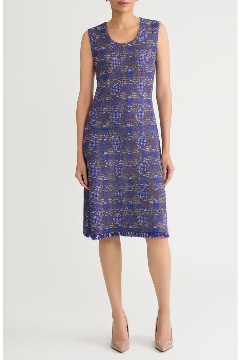 Tweed Sheath Dress, Main, color, SAPPHIRE SEA/ DRK UMBR/ IVY