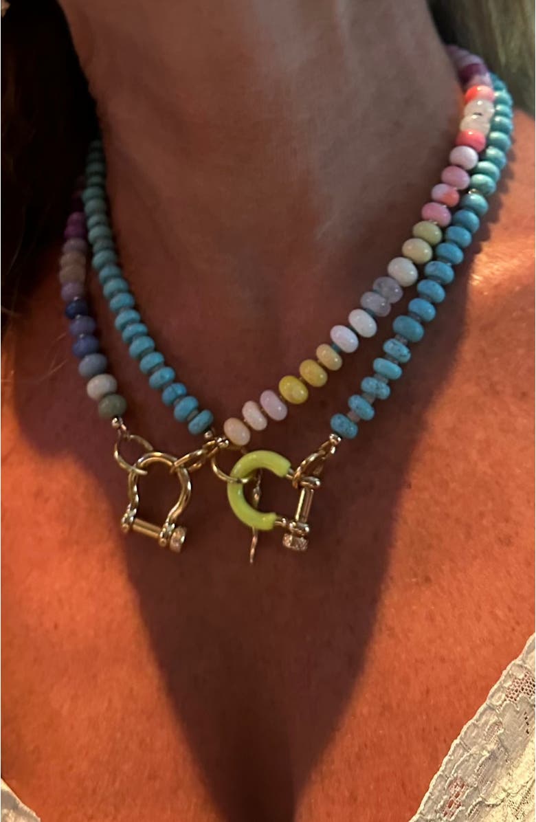 SHOP SPICY DAN Winnie Gender Inclusive Rainbow Opal and Moonstone Necklace, Alternate, color, Rainbow