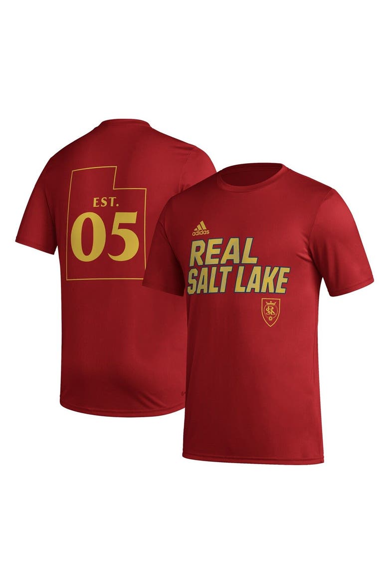 Men's adidas Red Real Salt Lake Team Jersey Hook AEROREADY T-Shirt, Main, color, Red