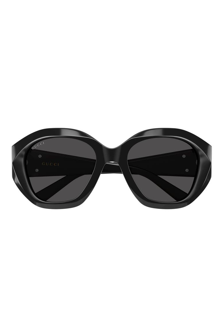 GG2200S 56mm Geometric Sunglasses, Main, color, BLACK
