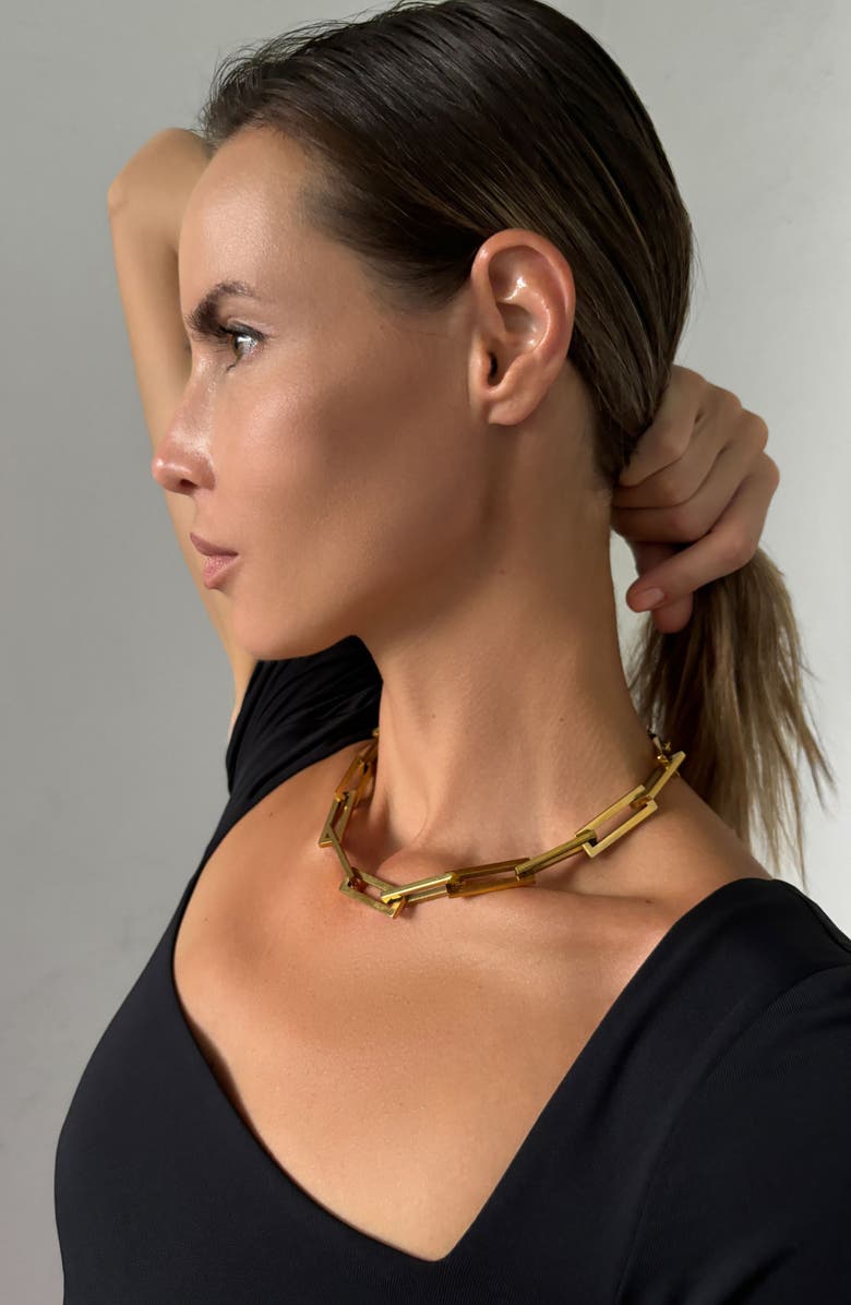 st. Moran Oversize Paper Clip Chain Necklace, Alternate, color, Gold