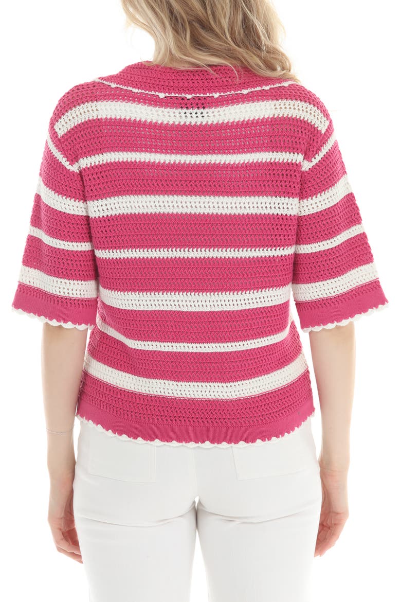 Cotton Stripe Polo Sweater, Alternate, color, FUCHSIA