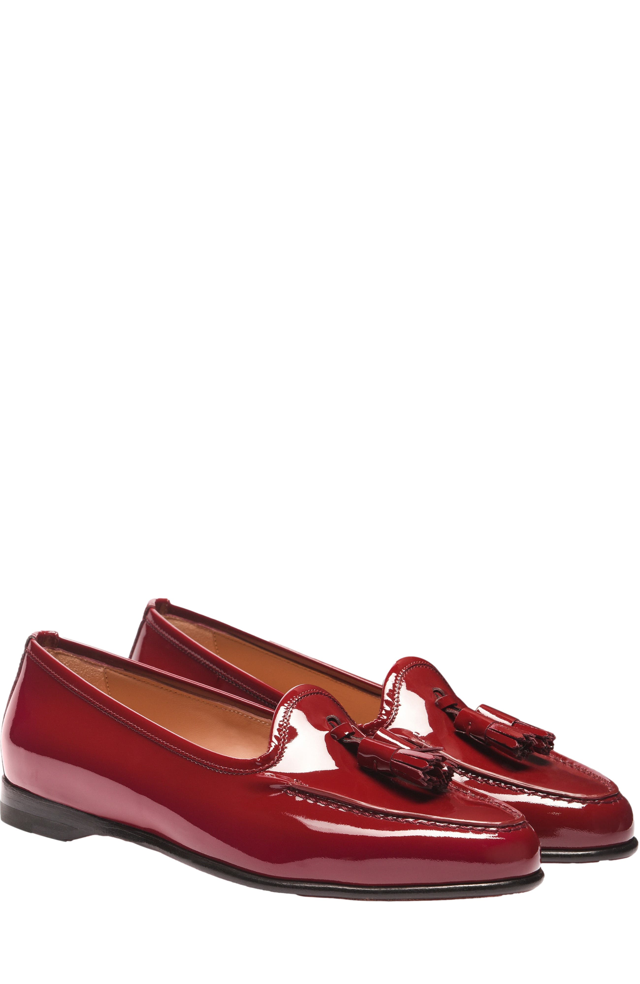 Santoni Women's Andrea Red Patent Tassel Loafer, Alternate, color, 