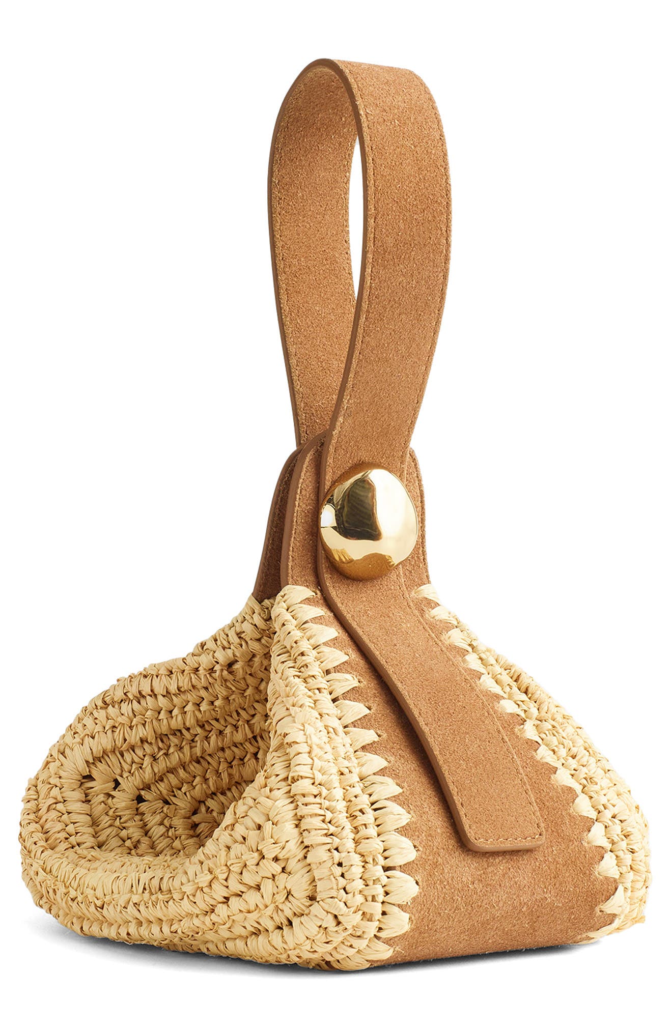 The Sculpted Metal Wristlet Bag, Alternate, color, AGED COGNAC MULTI