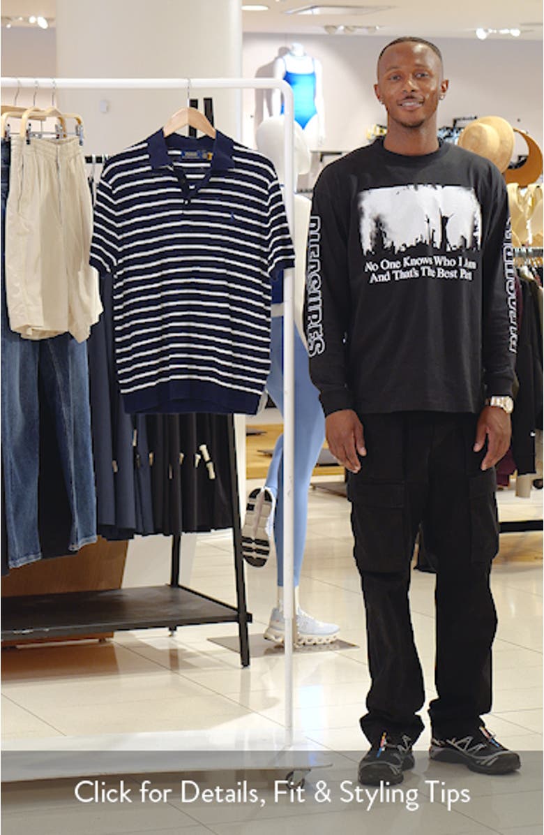 Stripe Cotton & Linen Polo Sweater, sales video thumbnail